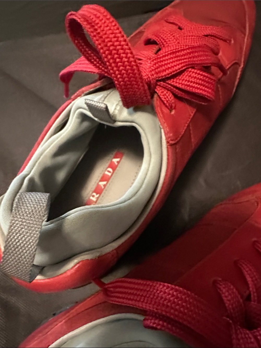 Prada Red Leather Men's Sneakers - Picture 11 of 12